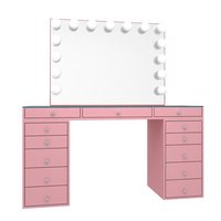 Ensemble de coiffeuse moderne en bois pour chambre à coucher avec plateau de rangement PlayStation et unités de rangement à tiroirs
