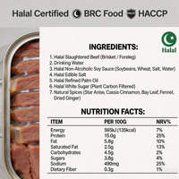 BRC ISO Zertifiziertes Halal Dosenfleisch Corned Beef Gesundheitsnahrung 45% Feuchtigkeit Instant-Eintopf 500g Kühllagerung 24-60 Tage