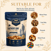 Sacs d'emballage Doypack refermables personnalisés à impression sur mesure de qualité alimentaire, édition limitée, pour mélange de snacks de la Fête des Pères, pochette verticale