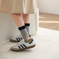 Nouveautés Automne/Hiver 2024 Chaussettes en coton antidérapantes pour femmes Tendance Instagram Style japonais Mignonnes Motifs de chats et d'ours de dessin animé