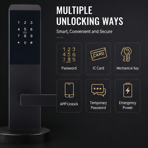 Serrure de porte d'hôtel intelligente, entrée sans clé, clavier numérique, carte RFID, poignée à levier, serrure électronique de sécurité pour appartement - Product Image 4