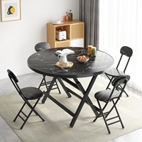 Table de salle à manger pliante en métal pour petits appartements, dortoirs, utilisation en extérieur - Portable, 4 places, antidérapante, design moderne