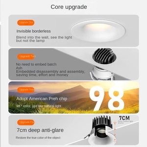 ไฟสปอตไลท์ LED อลูมิเนียมไร้ขอบแบบฝังผนังสำหรับบ้าน รุ่นโมเดิร์น  ขนาด 75 มม. ป้องกันแสงสะท้อน แสงเต็มสเปกตรัม  แบบสมาร์ทดาวน์ไลท์ - Product Image 3