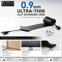 Câble d'extension électrique plat anti-accroc 0,9 mm à profil bas pour le sol, idéal pour les bureaux, les expositions et l'utilisation en fauteuil roulant sans obstacle