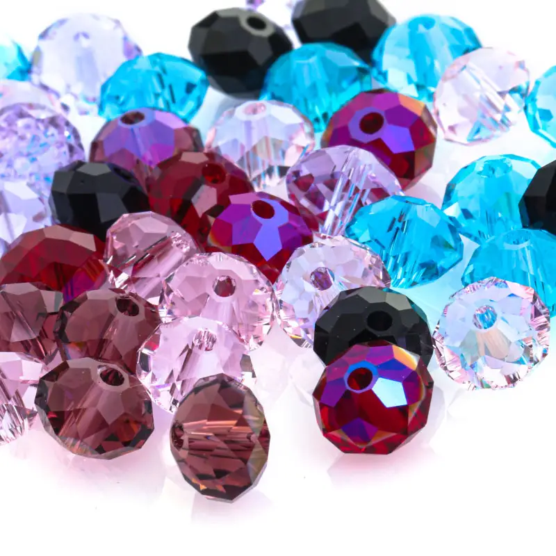 Xichuan Großhandel Fabrik stück bunte Edelstein 3/4/6/8mm flache runde Glas Kristall Rondelle Perlen für Schmuck herstellung Kleidungs stück