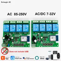 Module de relais de commande à distance RF Tuya Smart WiFi pour 433 MHz 1/2/4 canaux 12V/32V/220V Alexa Google Home Smart Life