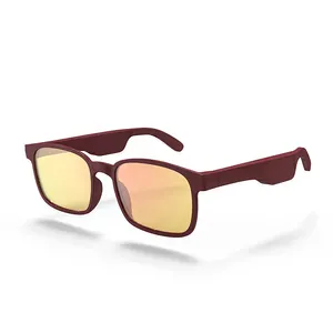 Occhiali da sole classici rettangolari bluetooth occhiali da sole per auricolari per musica sport per orecchio uomo occhiali da vista semi-aperti per camera audio