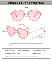 Vente en gros de lunettes à monture dorée pour enfants de 600 pièces avec verres UV400 teintés rose blush, lunettes légères en forme de cœur