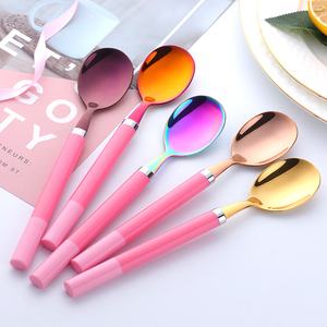 Miễn phí bé trẻ em thép không gỉ dao kéo đồ dùng Flatware muỗng và Fork Set với phim hoạt hình Silicone xử lý - Product Image 3