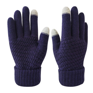 Luvas touch screen para o inverno com fios de lã grossa e acrescentou veludo <span class=keywords><strong>anti</strong></span> derrapante equitação frio resistente tricô luvas quentes - Product Image 6