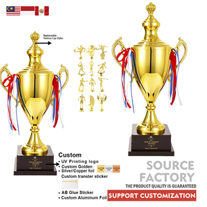 Trophée Champion Personnalisé <span class=keywords><strong>en</strong></span> Métal, Design Pyramidal, Durable, <span class=keywords><strong>Euro</strong></span> 2026, pour Rubans 42/48/55cm, Base <span class=keywords><strong>en</strong></span> Bois, Logo Gravé - Product Image 1