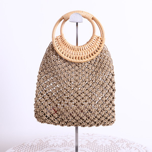 Bolso DE TRABAJO tejido hecho a mano de mano para mujer para <span class=keywords><strong>Amazon</strong></span> Venta especial Ins Bolso de hombro para vacaciones en la playa Forro de algodón impermeable - Product Image 5