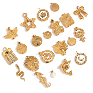 Golden Menagerie para Colgantes de Acero Inoxidable con Baño de Oro PVD de 18K, para Fabricación de Joyas DIY, con Diseños de Serpiente, Delfín y Caballito de Mar de Moda - Product Image 1