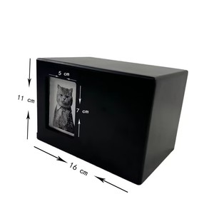Solid Wood Pet Urn Rectangle Black With <b>Photo</b> Frame Dog Funeral <b>Box</b> Memorial <b>Storage</b> - Product Image 5