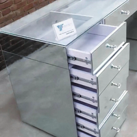 Table de toilette moderne en verre personnalisée avec miroir et grand rangement pour chambre à coucher et salon