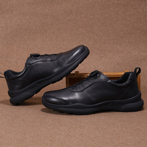 Chaussures pour hommes en cuir véritable à bout rond, semelle en caoutchouc antidérapante, chaussures de marche toutes saisons, lacets, semelle intermédiaire en EVA - Product Image 2