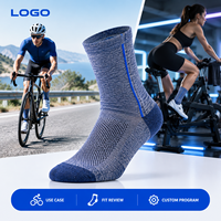 Chaussettes de cyclisme ventilées Ride Fit bleu-gris, maille respirante, bord côtelé, faible volume, zones de couleur inaltérable, construction talon-orteil, tableau des tailles