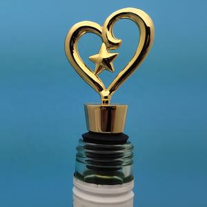 Altın kaplama çinko alaşım şarap stoper-kalp ve yıldız şekilli şişe fiş, sevgililer günü/düğün yıldönümü hediyesi - Product Image 6