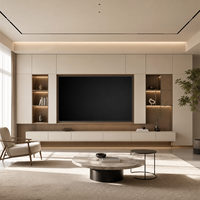 Meuble TV mural flottant de luxe en contreplaqué écologique pour salon, design moderne, solutions ODM pour la décoration intérieure