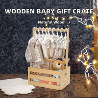 Caisse de rangement en bois pour baby shower, panier cadeau DIY pour bébé, idéale pour la décoration de fête de naissance - Vente chaude