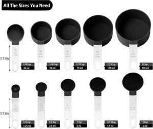 10 mảnh đặt Stackable ly và thìa tiện ích nhà bếp đo ly và thìa đặt cho nấu ăn và nướng - Product Image 2