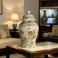 Pot en porcelaine Famille Rose de Jingdezhen, 72 cm de haut, motif floral pivoine et hirondelle, pot à gingembre en céramique