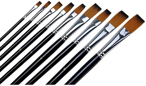 Pinceaux d'artiste professionnels, manche en bois noir, différentes tailles, forme plate, pinceaux de <span class=keywords><strong>peinture</strong></span> pour aquarelle, huile, <span class=keywords><strong>acrylique</strong></span> - Product Image 6