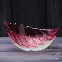 Bol de service en forme de plume personnalisé de luxe, grands bols en verre de salade de fruits de fête de mariage colorés