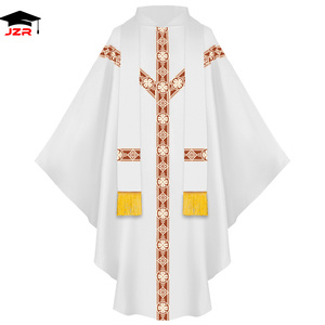 New Printed Church Pastor Celebrant Chasuble Priest Vintage Robe Gown Cape <strong>Cassock</strong> Vestment White Red <strong>Green</strong> Purple Black Pink - Product Image 4