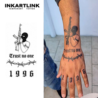 INKARTLINK Tatouage semi-permanent personnalisé réaliste Bandit masqué, art corporel, imperméable, longue durée 2 semaines, encre Jagua