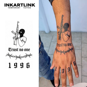 Tatuaje Temporal Semipermanente INKARTLINK, Diseño Personalizado de Bandido Enmascarado Realista, Resistente al Agua, Larga Duración (2 Semanas), Tinta Jagua - Product Image 1