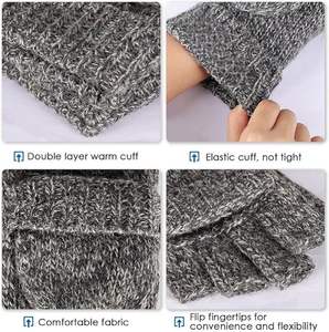 Gants d'hiver unisexe en laine, accessoires Convertible, sans doigts, à <span class=keywords><strong>rabat</strong></span>, pare-bijoux, doublure isolante, 3M, - Product Image 2