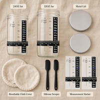 Pot de Fermentation pour Levain avec Bande de Marquage de Date, Couvercle en Verre Scellé, Grattoir, Housse en Tissu Cousue, Couvercle en Aluminium, Fabriqué en Chine, Qualité Alimentaire