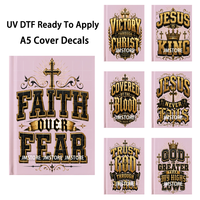 Autocollants de couverture de carnet DTF UV « Faith Over Fear » (Croyance au-dessus de la peur) pour le christianisme, adhésifs permanents, prêts à l'emploi pour couverture de journal A5
