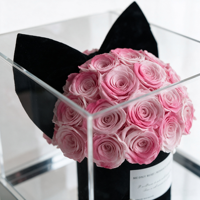 Bouquet de roses éternelles en gros, roses véritables préservées dans une boîte miroir acrylique, cadeau romantique pour la Saint-Valentin