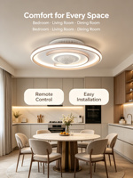 Ventilateur de plafond moderne Yeyun à nervures, sans pales, LED dimmable + purificateur d'air, télécommande, pour chambre à coucher