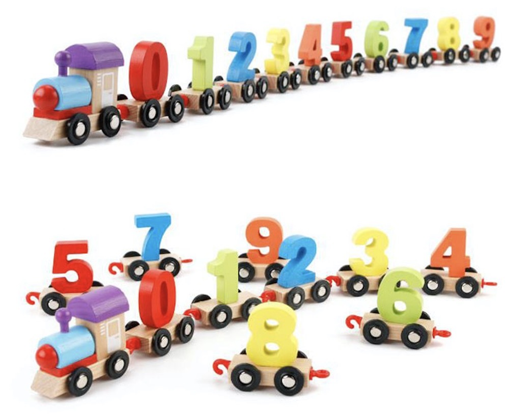 Children Wooden Number Train Set Christmas Funny Train for Kids