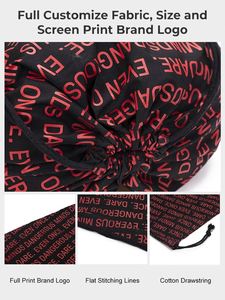 Sac de rangement personnalisé en coton mousseline noir avec cordon de serrage pour chaussures et vêtements, imprimé sur toute la surface, réutilisable, pour le voyage quotidien, avec logo - Product Image 4