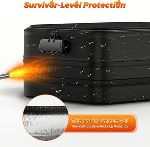 Sac et boîte de rangement pour documents en gel de silice multicouche, ignifuge et imperméable, avec serrure, design extensible et fermeture sécurisée - Product Image 3