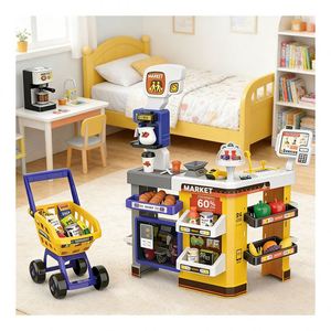 Juguete de Mini Supermercado, Caja Registradora, Escáner, Canasta de Compras, Juego de Imitación de Mercado, Juego de Roles, Juguete Educativo para Niños - Product Image 4