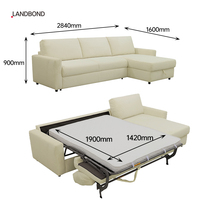 Canapé-lit pliant multifonction en tissu en forme de L avec matelas convertible et rangement pour appartement et hôtel