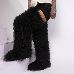 Bottes <span class=keywords><strong>en</strong></span> fourrure synthétique pour femmes, hauteur genou, style Y2K chic, style europé<span class=keywords><strong>en</strong></span> et américain, chaudes pour l'hiver - Product Image 2