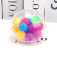 Balle anti-Stress arc-en-ciel avec perles colorées à l'intérieur, balle anti-Stress pour enfants, balle anti-Stress pour adultes