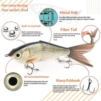 Leurre de pêche bionique miniature pour truite, queue moelleuse, 120 mm, conception en deux parties, articulations en fer, crankbait rigide multi-segments en plastique ABS pour la pêche en mer