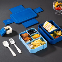 Boîte à lunch grande capacité sans BPA, résistante aux fuites, avec couvercle en plastique, à double niveau, pour les étudiants et les employés de bureau