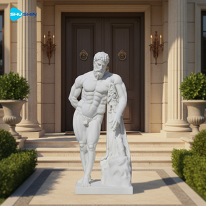 Handgemaakt Grieks marmeren Herculesbeeld op ware grootte, wit marmeren sculptuur van een naakte jonge sterkeman voor de tuin, traditioneel ontwerp - Product Image 3