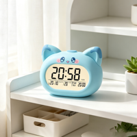 2026 Neuer Cartoon LCD Digitaler Wecker mit Schlummerfunktion, Timer & Temperaturanzeige für Büro, Zuhause, Schule, Studenten und Kinder