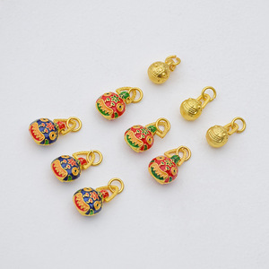 Pendentif breloque unisexe en alliage doré inaltérable, motif Famille de Bêtes Gloutonne, émail cloisonné, accessoire de bijouterie DIY, cadeau Jinhua - Product Image 2