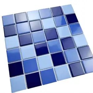 Gmart Décoratifs Iridescents Bleu Mosaïque Mosaïques En Verre Offre Spéciale Vitrage Durable Multicolore Carreaux De Piscine En Céramique