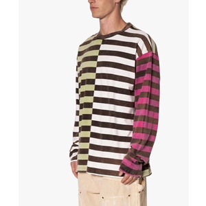 Camiseta de Manga Larga con Cuello Redondo y Rayas Horizontales Multicolores, Corte Holgado, Ropa de Skate para Hombre - Product Image 2
